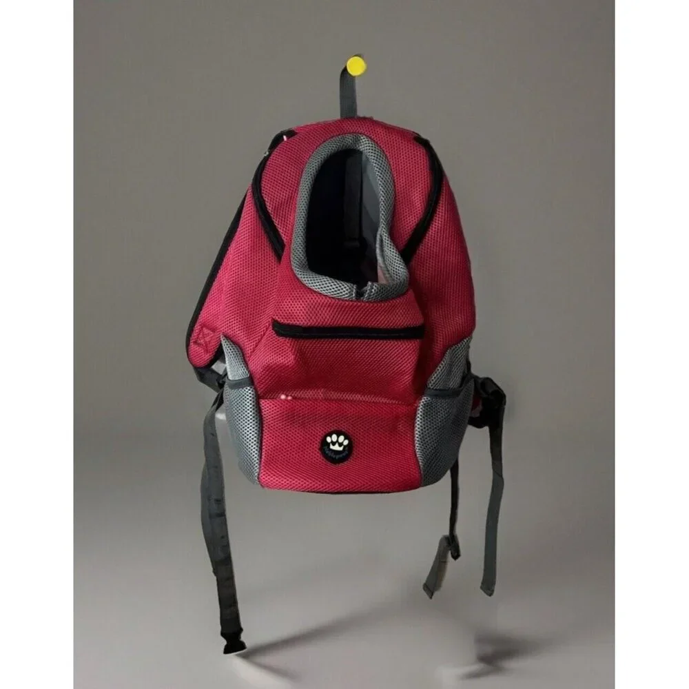 Nobel paws Pet Carrier Backpack Cat/Dog Small Pink Gray Mesh & multiple Pockets